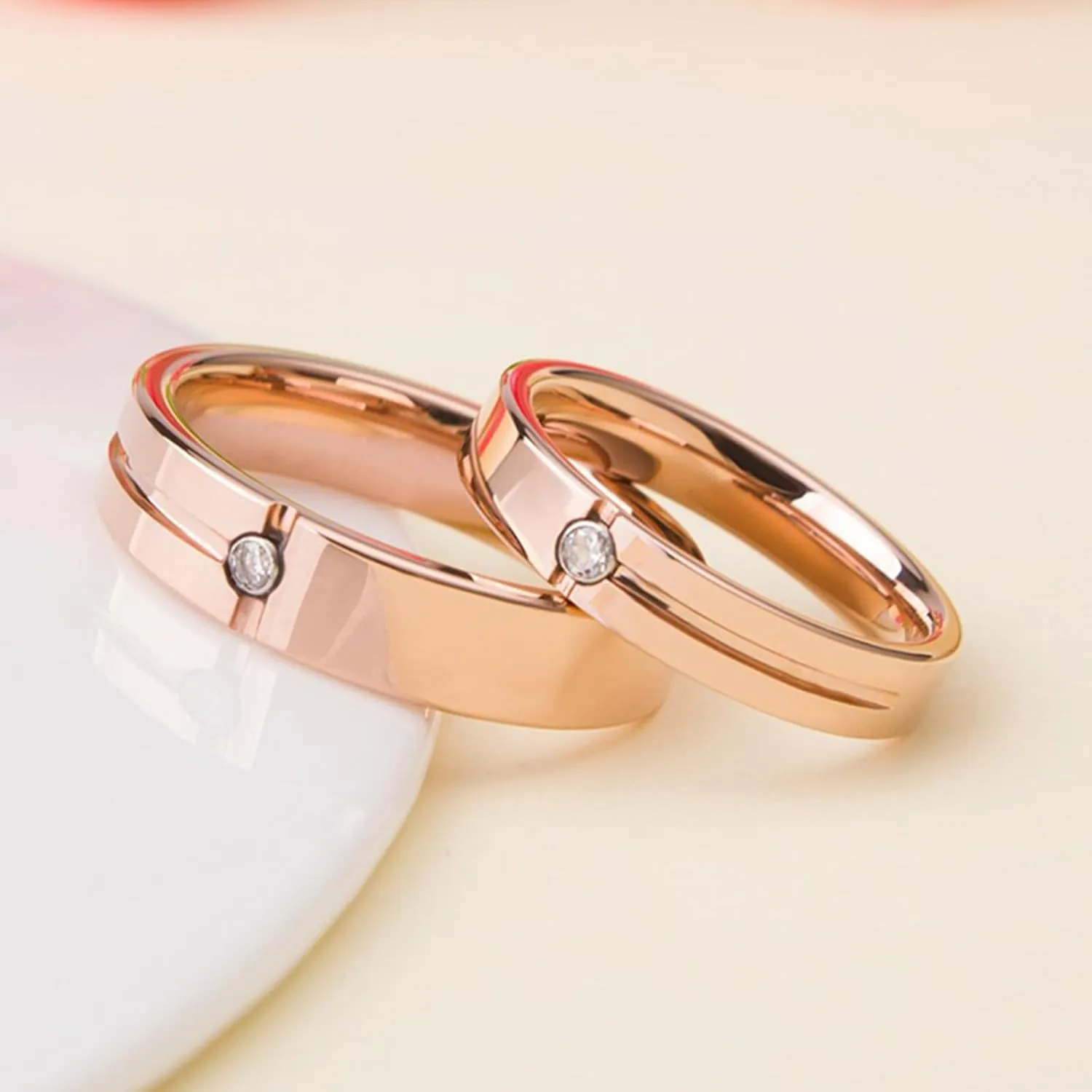 Couples Wedding Band Rings for Him and Her 10K 14K 18K Solid Gold/Silver Moissanite Engagement Promise Ring Valentine's Day Gifts for Couples Size 4-16