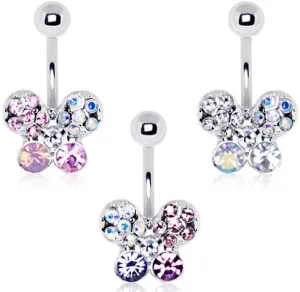 Covet Jewelry 316L Stainless Steel Art of Brilliance Butterfly Gleam Navel Ring