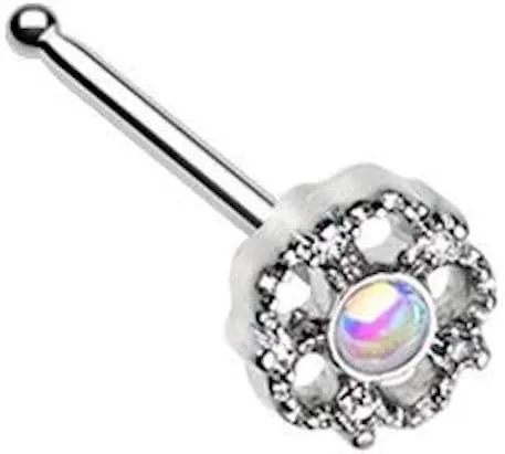 Covet Jewelry Illuminating Lotus Ornate Nose Stud Ring