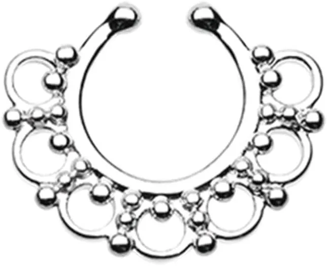 Covet Jewelry Majestic Ornate Filigree Fake Septum Clip-On Ring