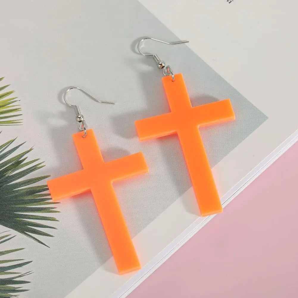 Cross Drop Dangle Earrings Christian Cross Earrings Acrylic Cross Earrings for Women Men Religious Baptism Jewelry Gift