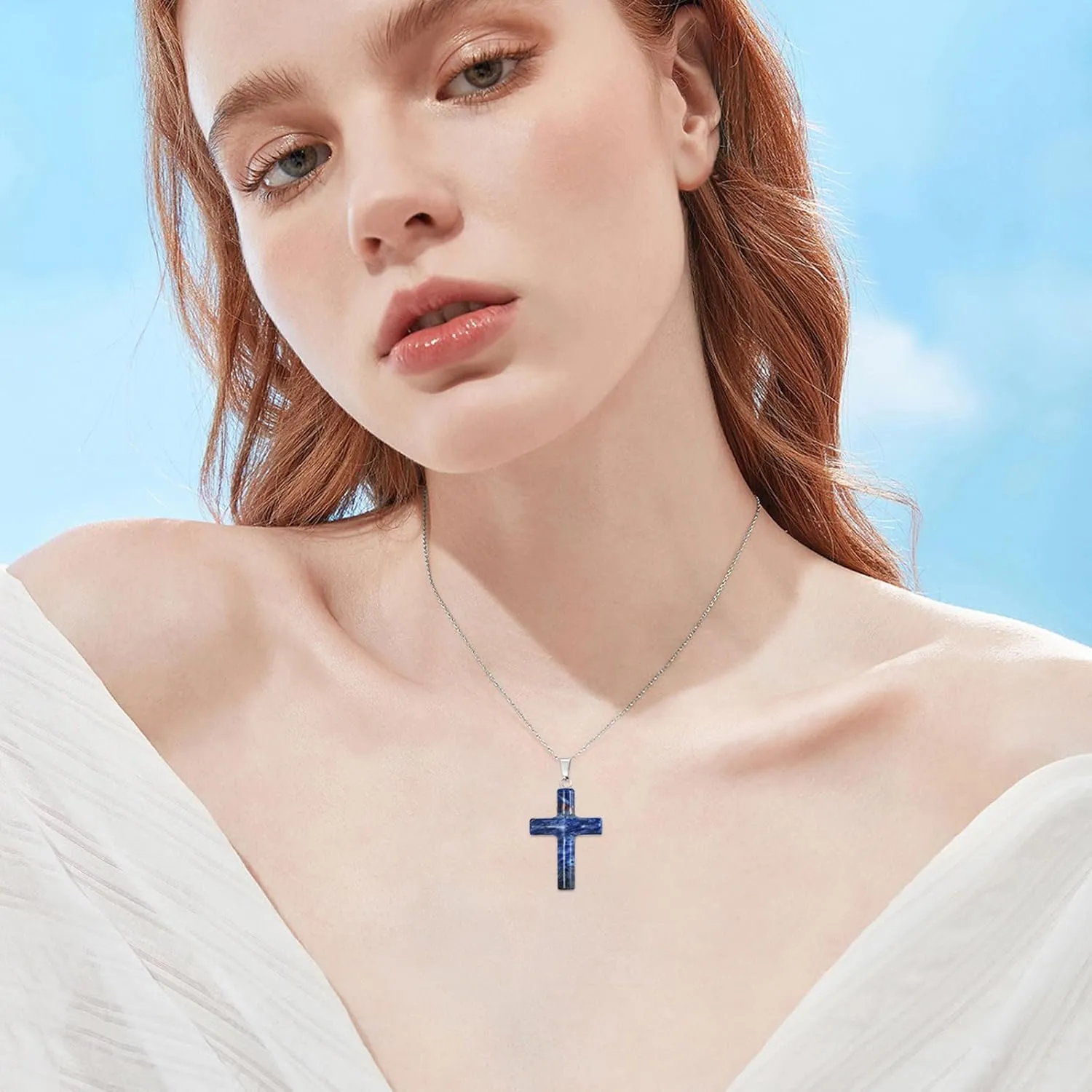 Cross Necklace for Women 925 Sterling Silver Cross Crystal Pendant Religious Cross Necklace Jewelry Thanksgiving Day Birthday Gifts for Mom Wife