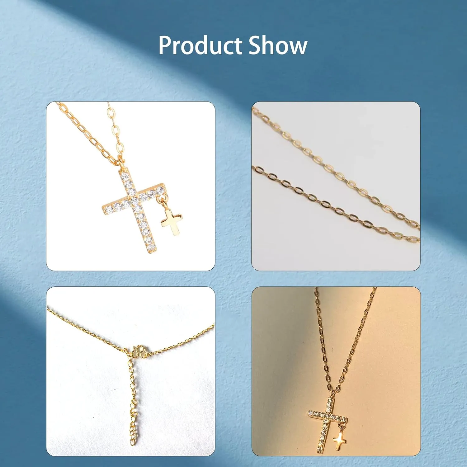 Cross Necklace for Women Cross Pendant Gold Necklace Dainty Chain God Lords Prayer Religious Jewelry