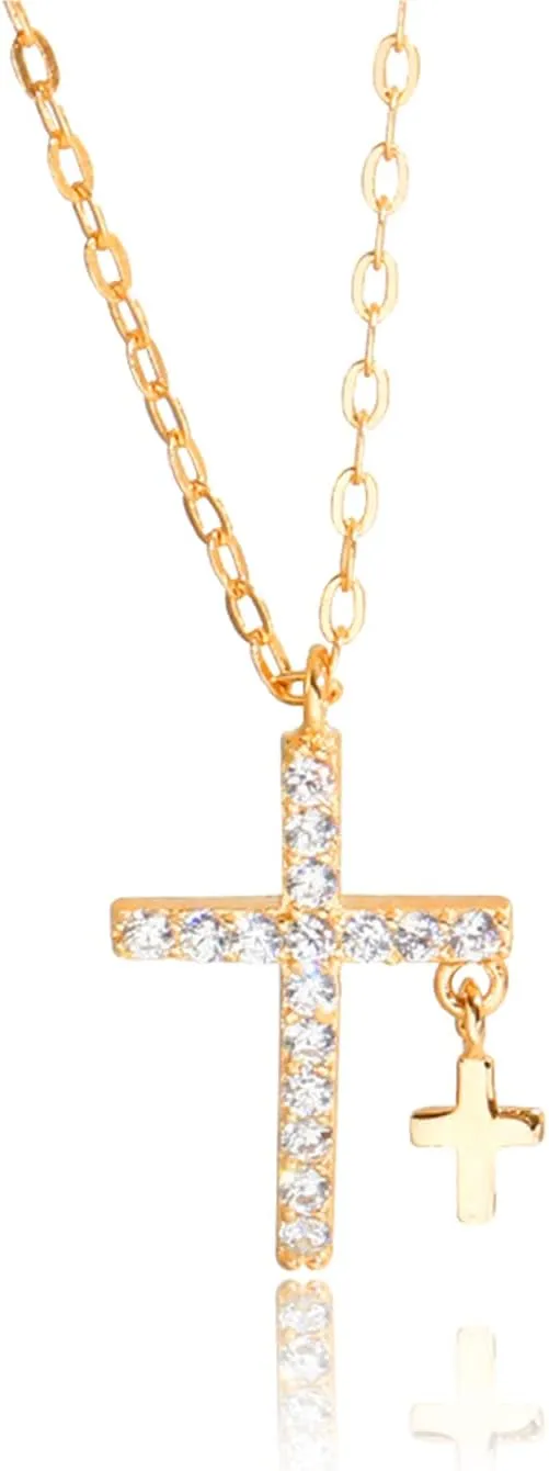 Cross Necklace for Women Cross Pendant Gold Necklace Dainty Chain God Lords Prayer Religious Jewelry