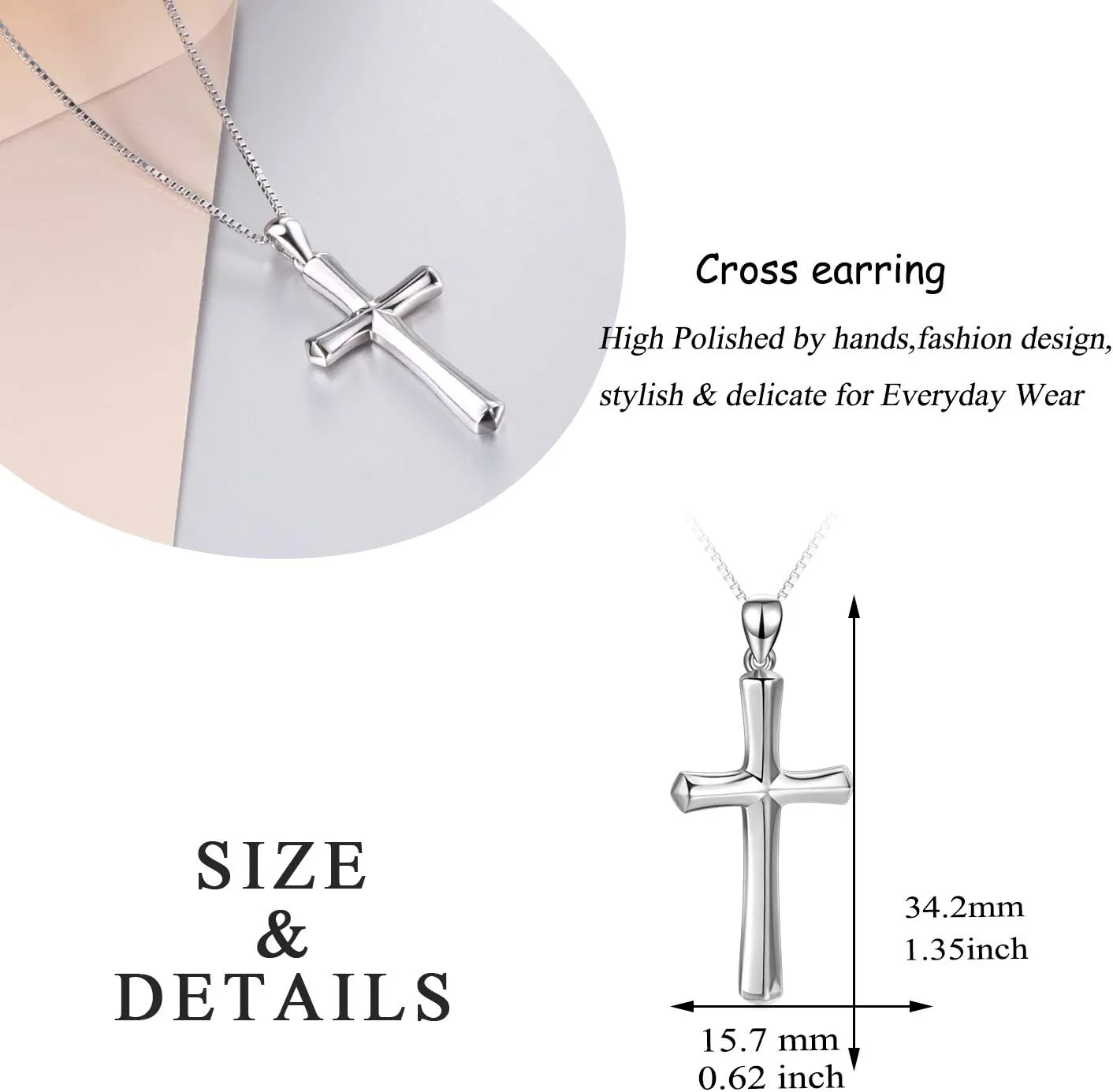 Cross Necklace Women Sterling Silver Religious Engraved Faith Hope Love Cross Pendant Necklace Jewelry Christmas Gifts for Women Unisex