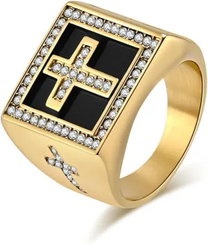 Cross Ring for Men Stainless Steel Retro Vintage Chrisitan Cross Religious Ring Size 7-12