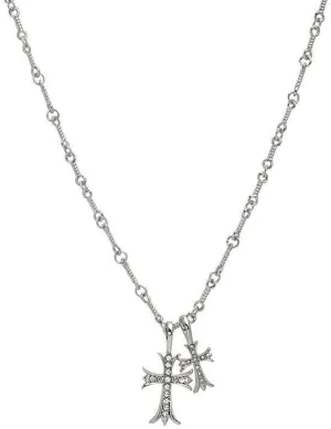 Cross Silver Plated Necklace Double Cross Pendant Necklace Dainty Choker Delicate Faith Jewelry Religious Gifts for Women