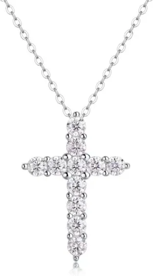Crystal Cross Necklace for Women Clear CZ Cross Faith Pendant Necklaces Long Cross Chain Hollow Out Charm Choker Adjustable Fashion Matching Jewelry Gift