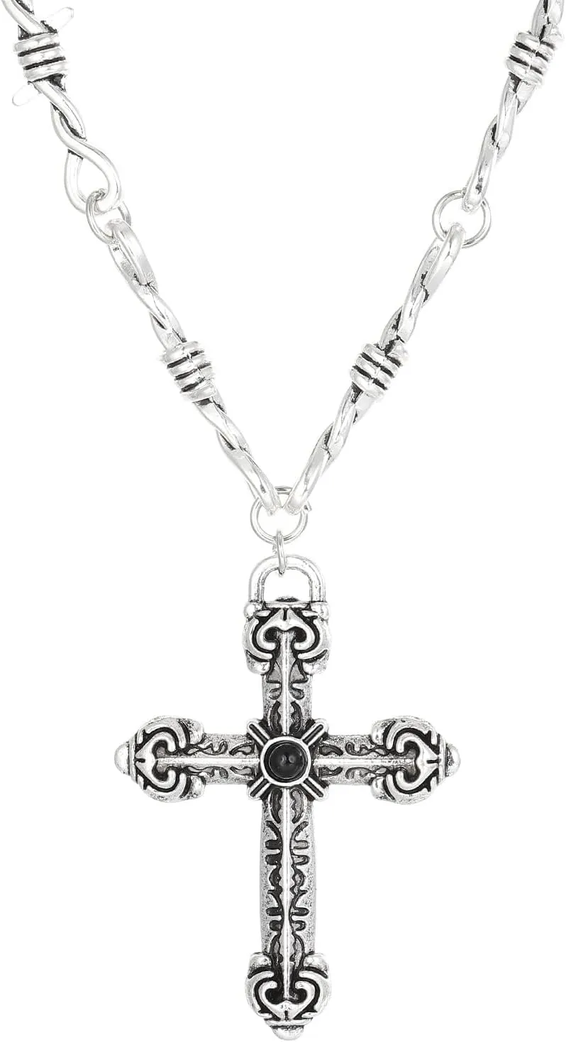 CSIYANJRY99 Punk Goth Neckalce Vintage Cross Butterfly Heart Pendant Neckalce Grunge Biker Rock Thorns Chain Neckalce Jewelry for Women Men