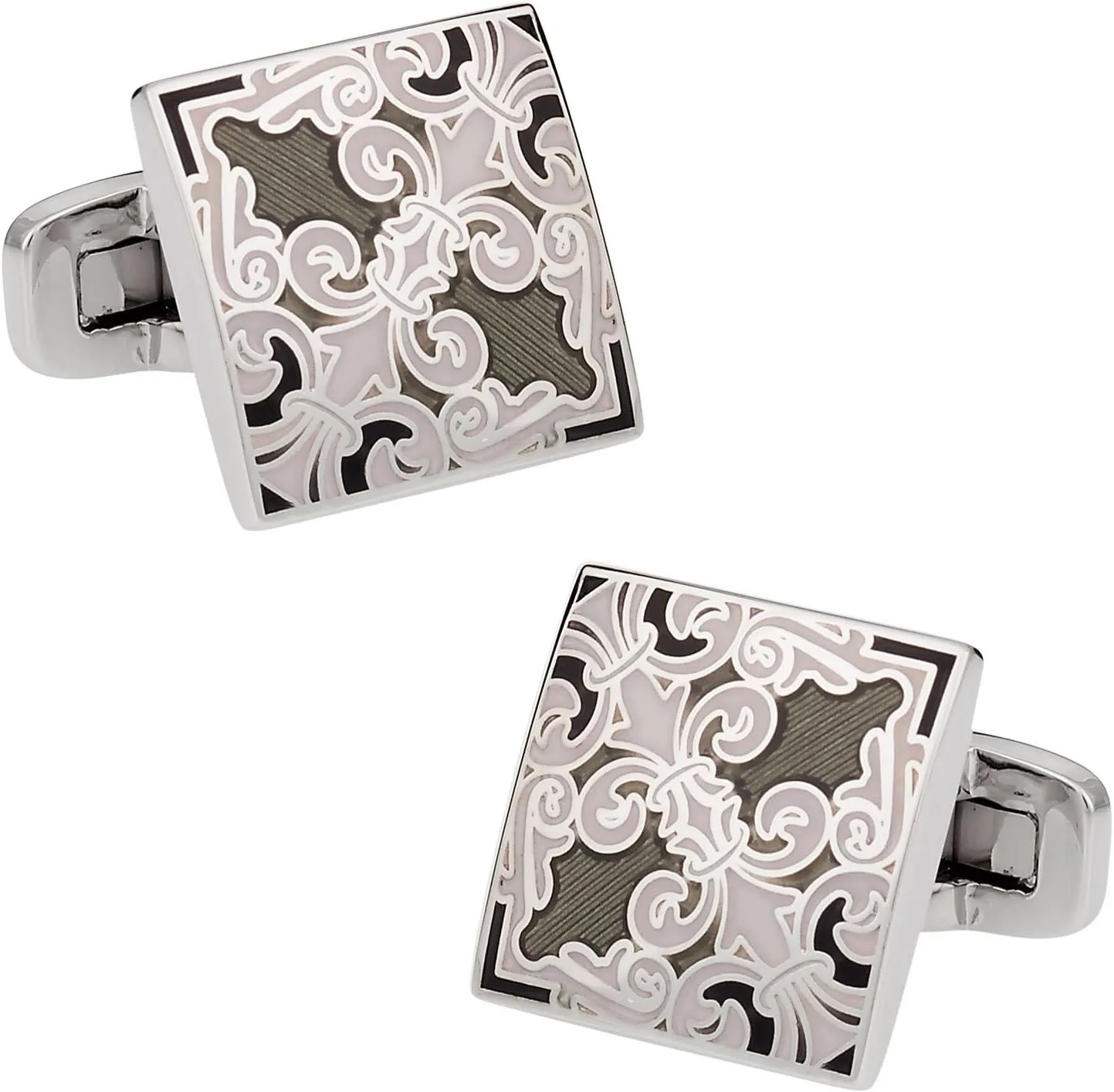 Cuff-Daddy Monochromatic Fleur Di Lis Cufflinks with Presentation Box