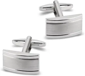 Cufflinks for men, Cuff-links Rectangle Minimalist Silver Matte Texture Solid for Regular Wedding Business Accessories Best Mem