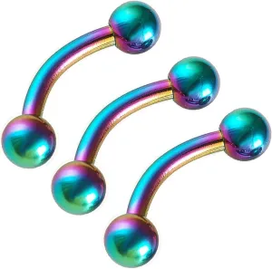 curved barbell eyebrow piercing ring 16 gauge 16g 1.2mm 1/4 6mm steel lip bars ear tragus 3Pcs