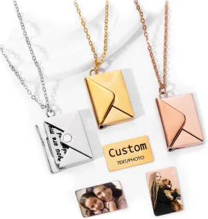 Custom Envelope Necklace With Secret Message, Letter Necklace, Envelope Name Locket, Couple Jewelry, Best Friend Gift