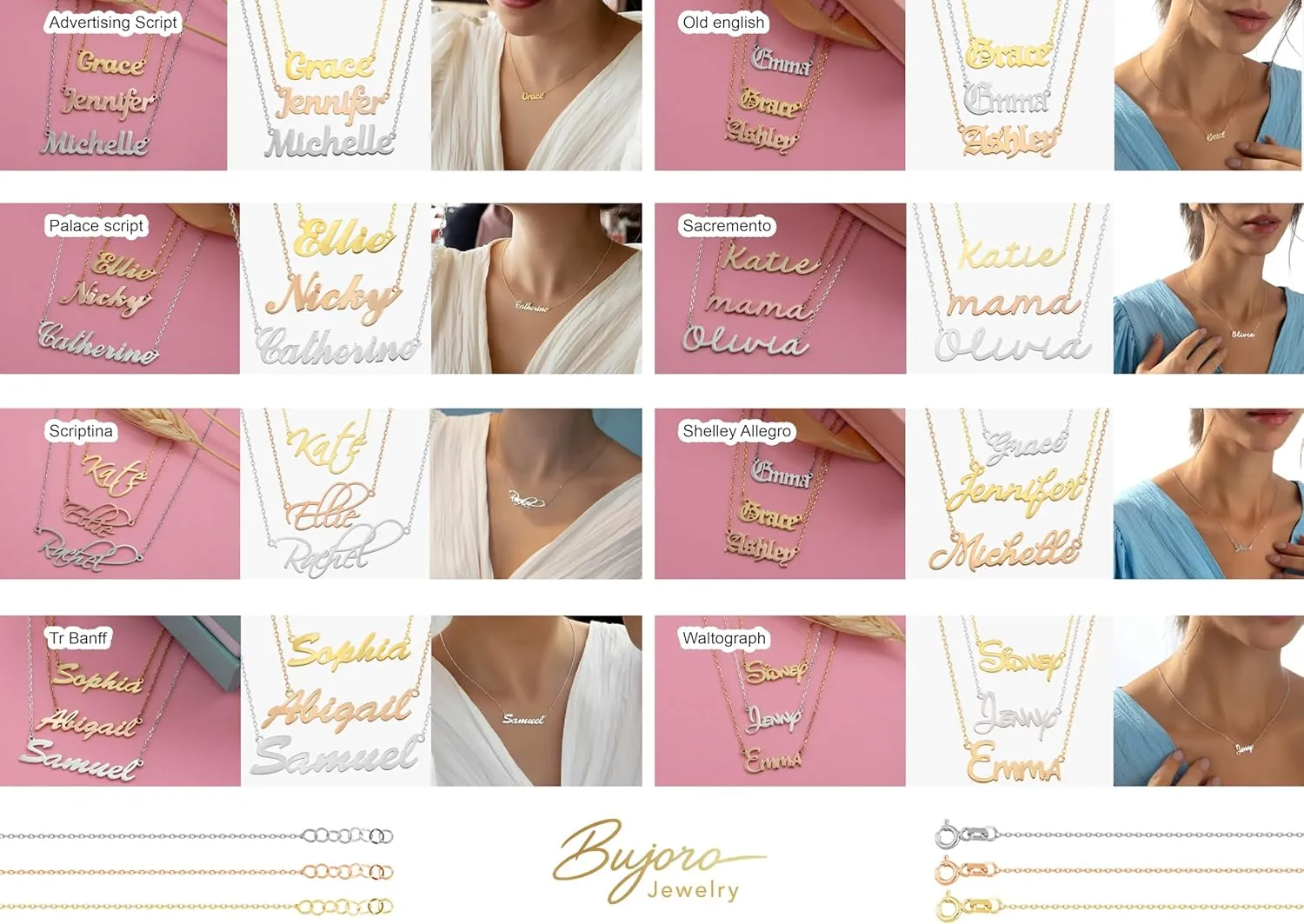 Custom Name Necklace for Women, Personalized 925 Sterling Silver Necklace in Rose, Gold, or Silver with 8 Font Choices - Unique Gift Jewelry (CUSTOM)