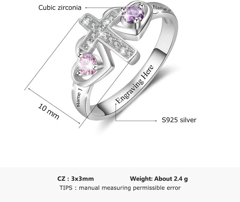 Customized Birthstone Rings for Women - Personalized Mother's Day Gifts, Mother-Daughter or BFF Promise Rings, Custom Name Engraved Rings for Christmas, Engagement, Anniversary & Friendship Gifts