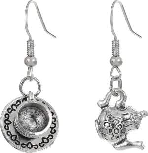 Cute 3D Teapot Coffee Cup Earrings Dangle Vintage Zinc Alloy Jewelry for Women Funny Accessories Party Gifts