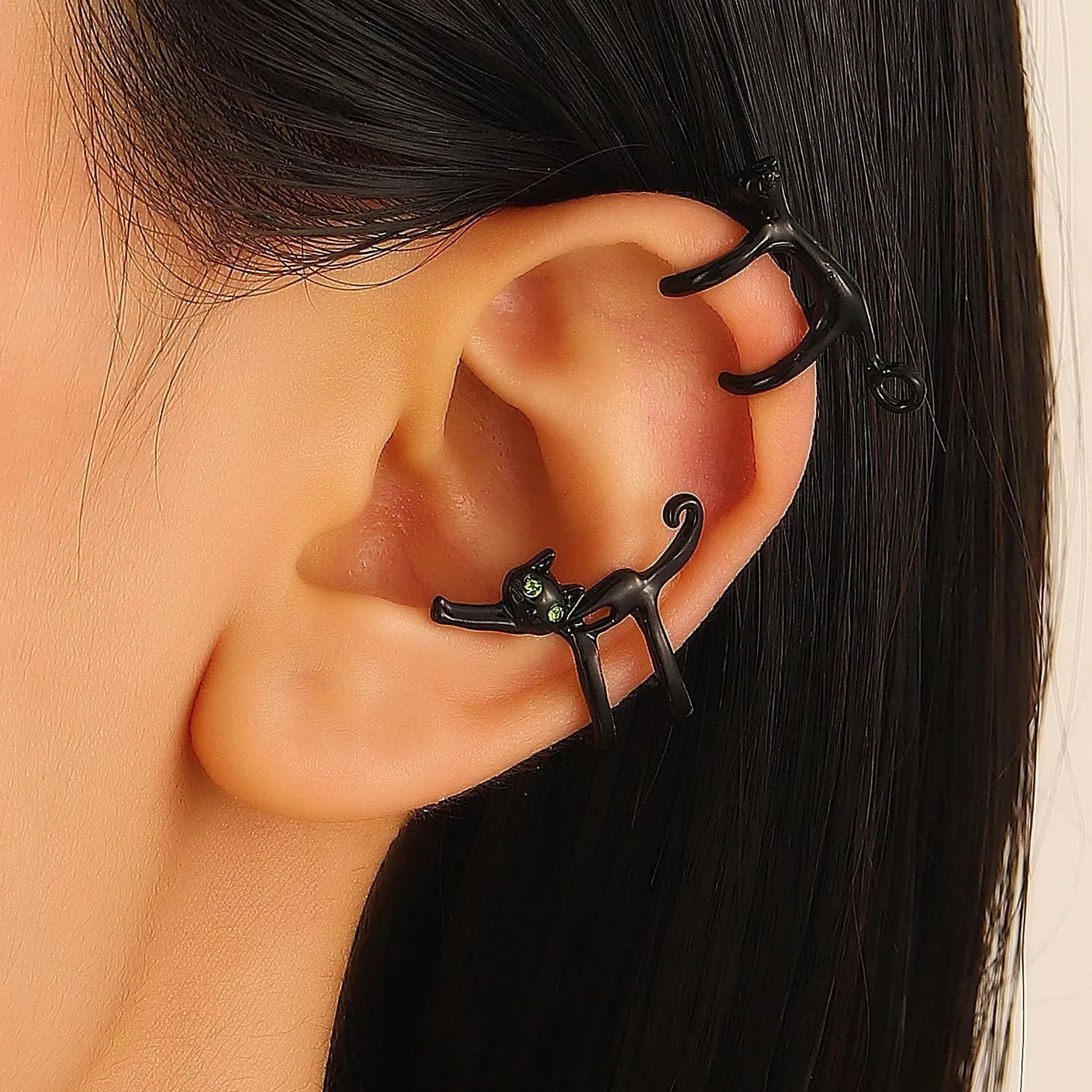 Cute Cat Ear Cuff Earrings Kitten Non Piercing Clip On Earrings Gold Silver Plated Ear Clip Earrings for Women Men Animal Jewelry Gift