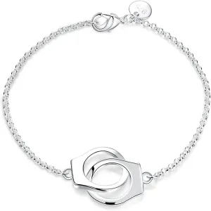 Cutesmile Fashion Jewelry 925 Sterling Silver Handcuff Chain Bracelet Partners in Crime Best Friends Bracelet