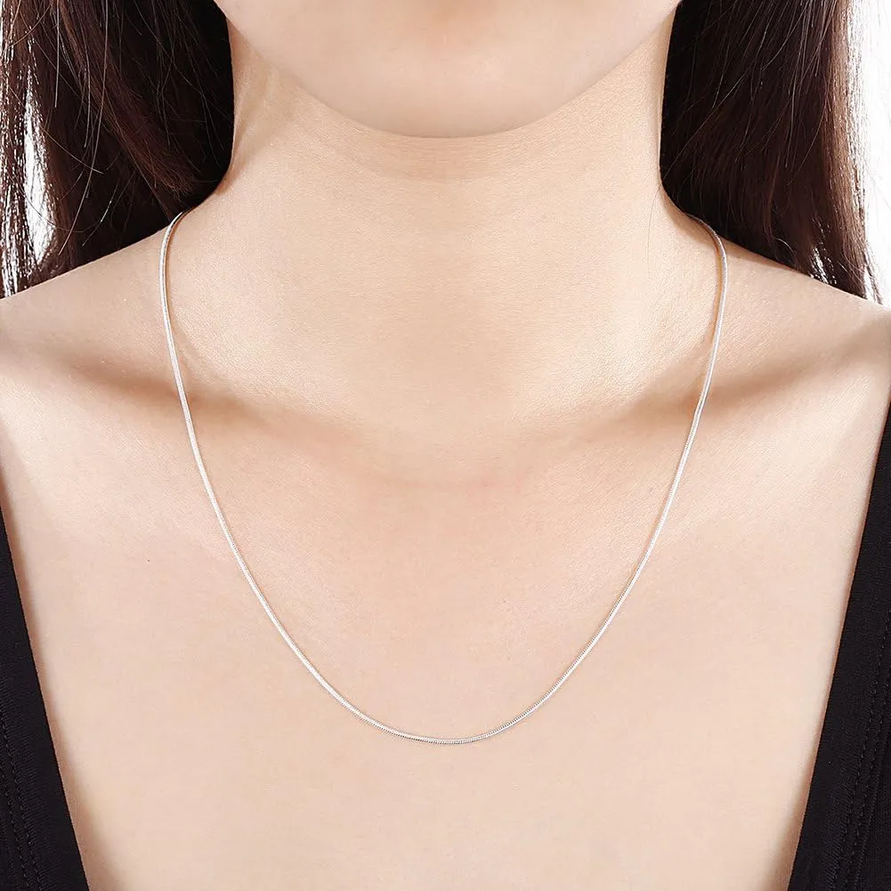 Cutesmile Fashion Jewelry 925 Sterling Silver Italian 1mm/2mm/3mm Snake Chain Crafted Necklace (20Inches, 1MM)