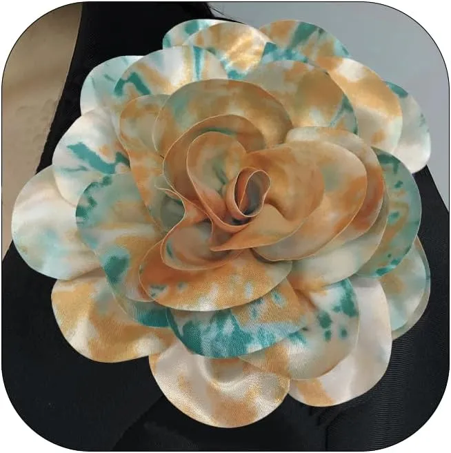 Dainty Satin Fabric Rose Flower Brooches Elegant Camellia Flower Large Brooch Lapel Pins Wedding Party Dance Banquet for Women Dress Suit Ceremony Clothes Accessories Jewelry 20cm/7.87IN