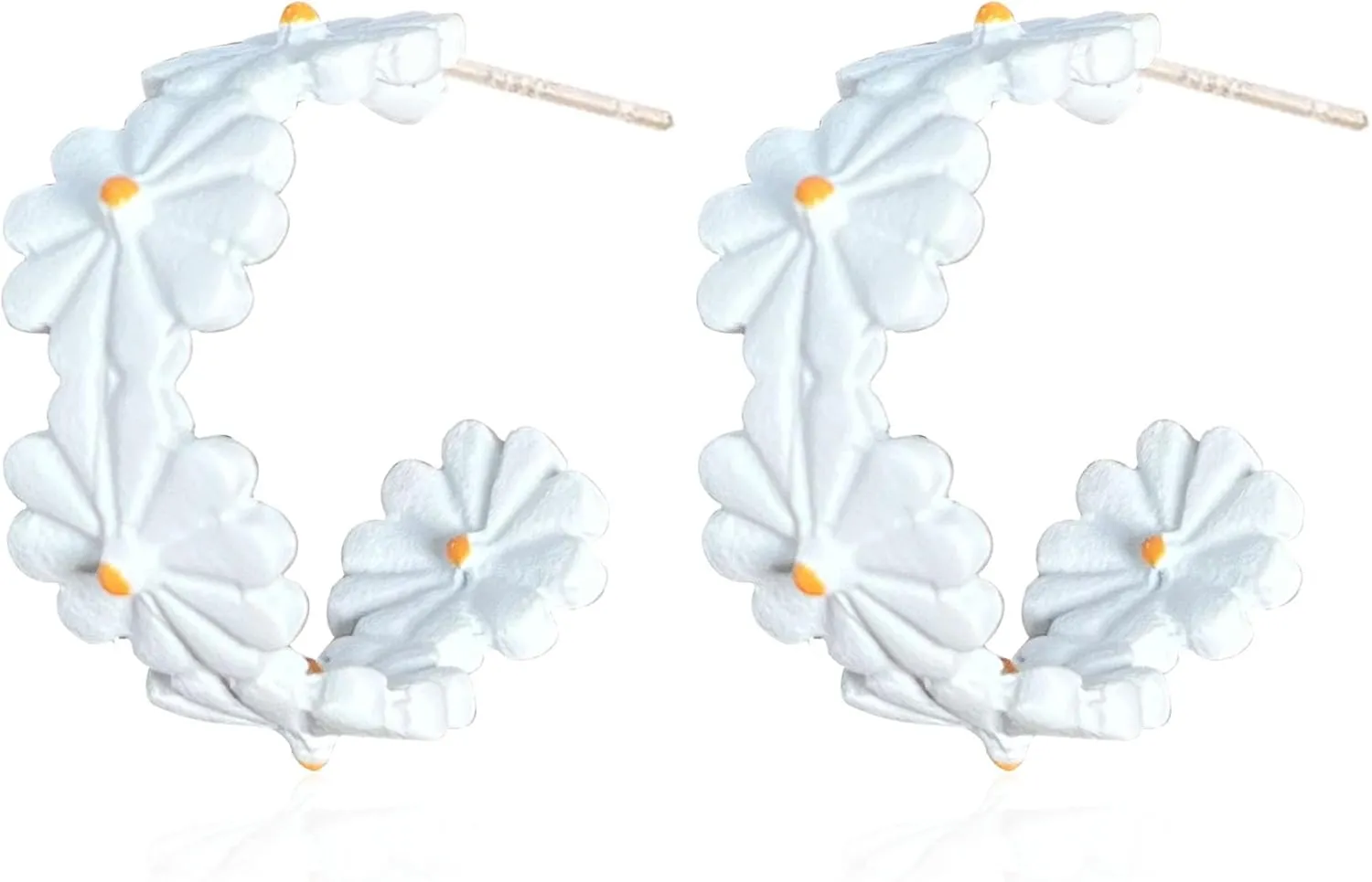 Daisy Flower Small Hoop Earrings for Women Dainty Resin Flowers Huggie Hoops Hypoallergenic Jewelry
