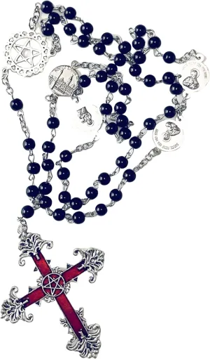 Dark Punk Gothic Lolita Necklace - Gemstone Beads with Crucifix Cross, Catholic Crystal Rosary, Unique Pearl Jewelry Gifts for Women Long Necklace series