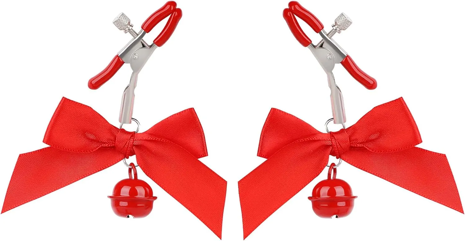 DATOA Body Ring with Bell Bowknot Body Clamps Clip on Body Non Piercing Body Jewelry Nipple Clamps Faux Body Jewelry