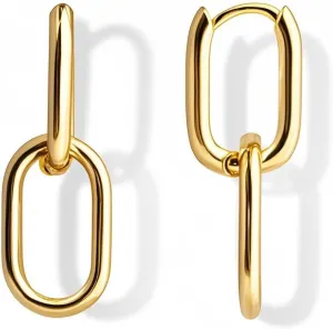 Double Hoop Earrings Oval Huggie Earrings Sterling Silver Earrings for Women Hypoallergenic Square Earring Small Hoop Earrings for Women Trendy (Silver&Gold)