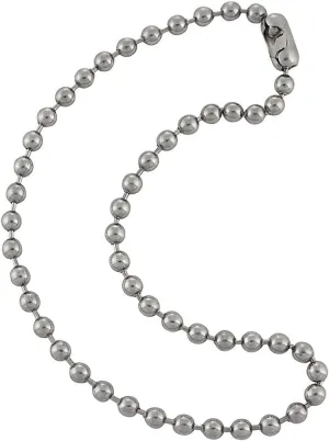 DragonWeave 6.3mm Large Silver Steel Ball Chain Mens Necklace with Extra Durable Color Protect Finish
