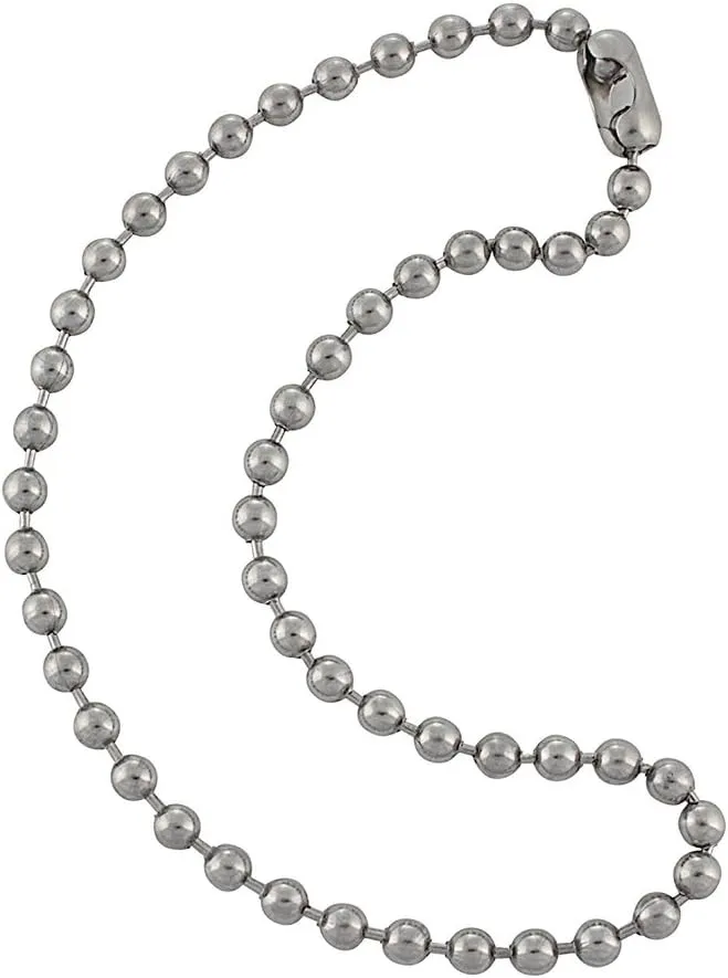 DragonWeave 6.3mm Large Silver Steel Ball Chain Mens Necklace with Extra Durable Color Protect Finish