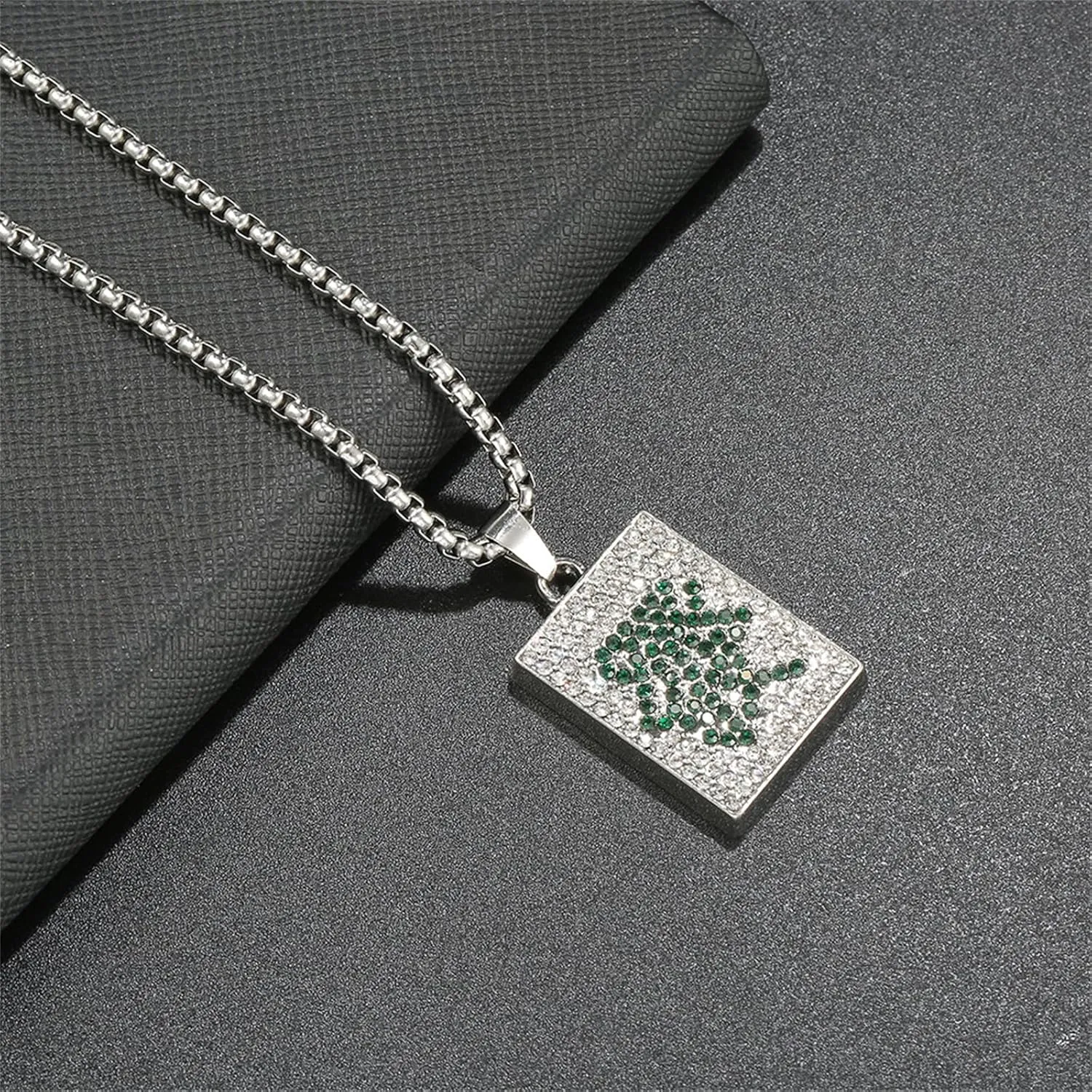 Dreuyet Playing Card Poker Tag Pendant Necklace for Women Men Punk Stainless Steel Good Luck Rock Ace of Spade Heart Royal Flush Games CZ Pendant Chain Necklace Hip Hop Unisex Jewelry Gift