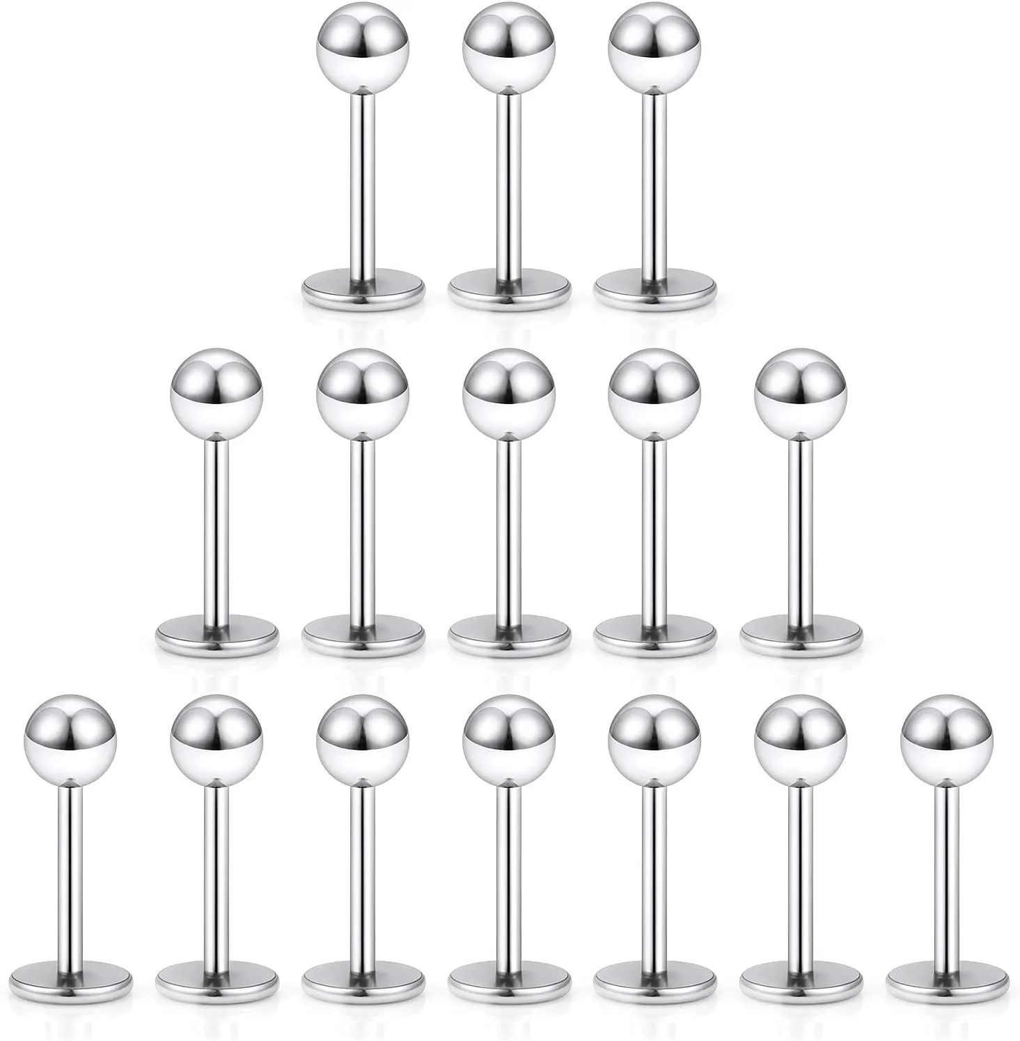 Dyknasz 15PCS 20G Stainless Steel Lip Rings Labret Studs Piercing Monroe Studs Ear Tragus Helix Cartilage Earring Jewelry 6-10mm Bar Length 5 Colors for Women Men