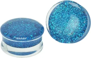 Ear Plugs Jewelry for Men, Acrylic Ear Tunnels for Men Blue Glitter Pierced Earrings for Women 2pcs