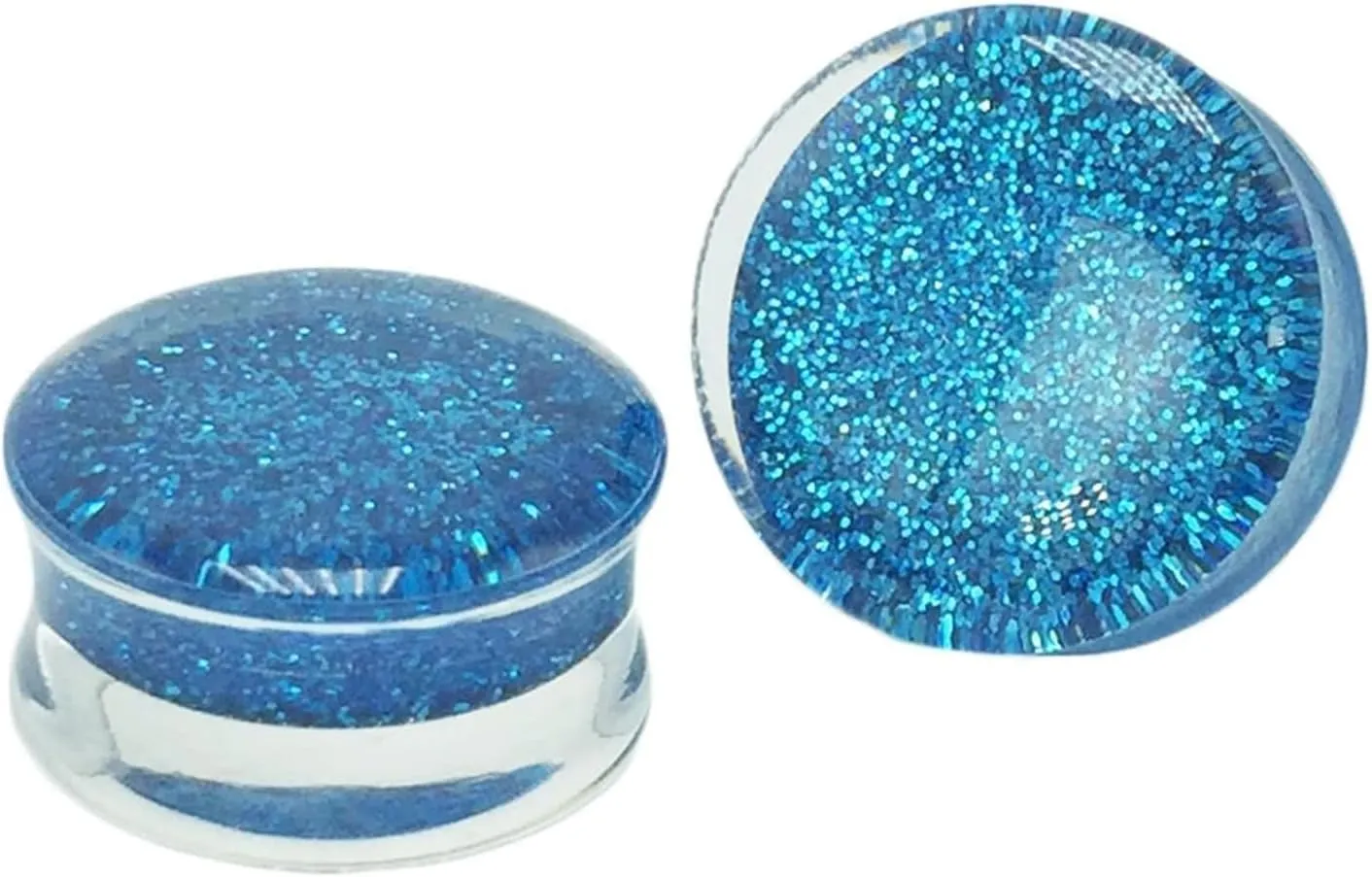 Ear Plugs Jewelry for Men, Acrylic Ear Tunnels for Men Blue Glitter Pierced Earrings for Women 2pcs