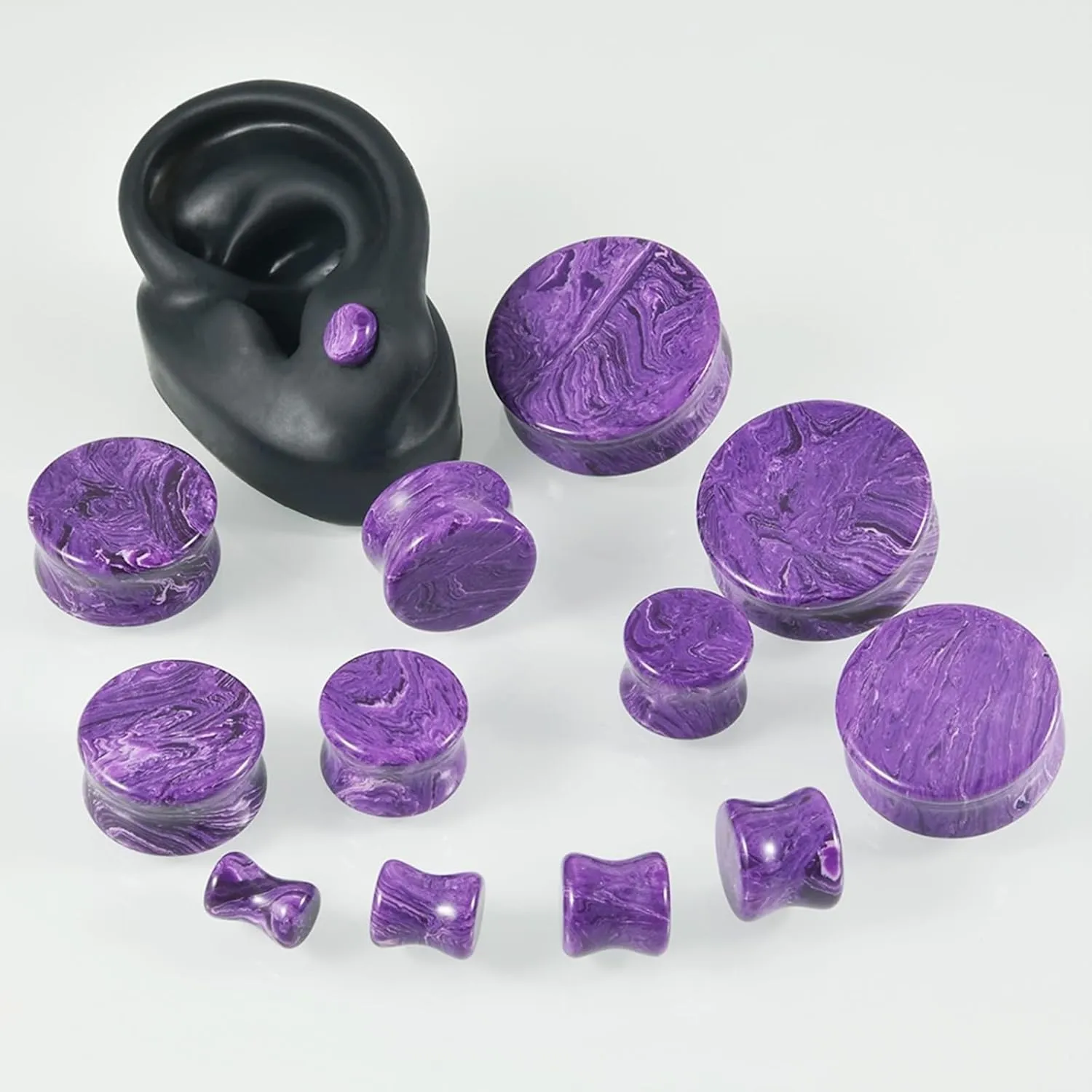 Ear Plugs Jewelry for Men, Flesh Tunnels for Ears Stone White Stone Unisex Piercing Gauge Earrings 2pcs