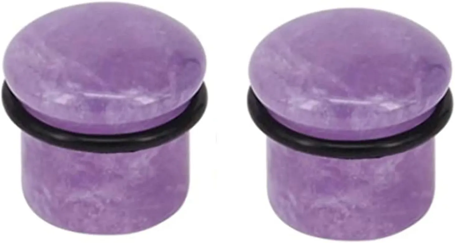 Ear Plugs Jewelry for Women, Stone Tunnels for Ears Women Amethyst Stone Pierced Earrings for Women 2pcs