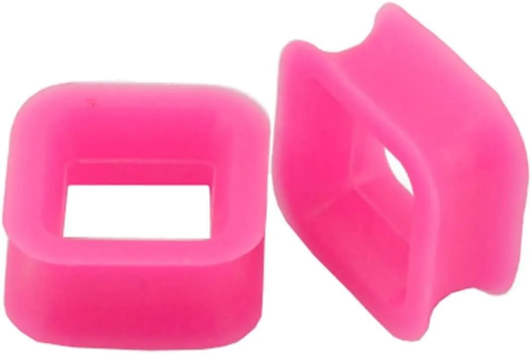 Ear Tunnels for Men, Gauges for Ears Silicone White Square Shape Pierced Earrings for Women 2pcs