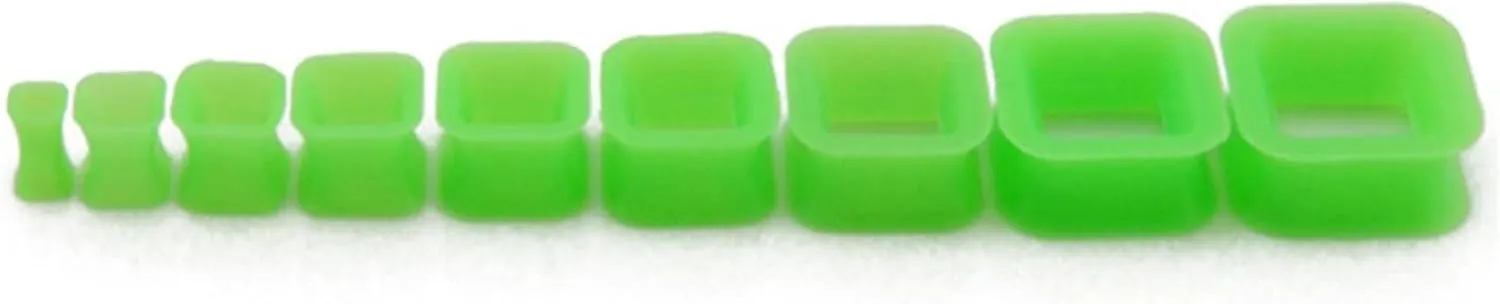 Ear Tunnels for Men, Gauges for Ears Silicone White Square Shape Pierced Earrings for Women 2pcs