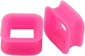 Ear Tunnels for Men, Gauges for Ears Silicone White Square Shape Pierced Earrings for Women 2pcs