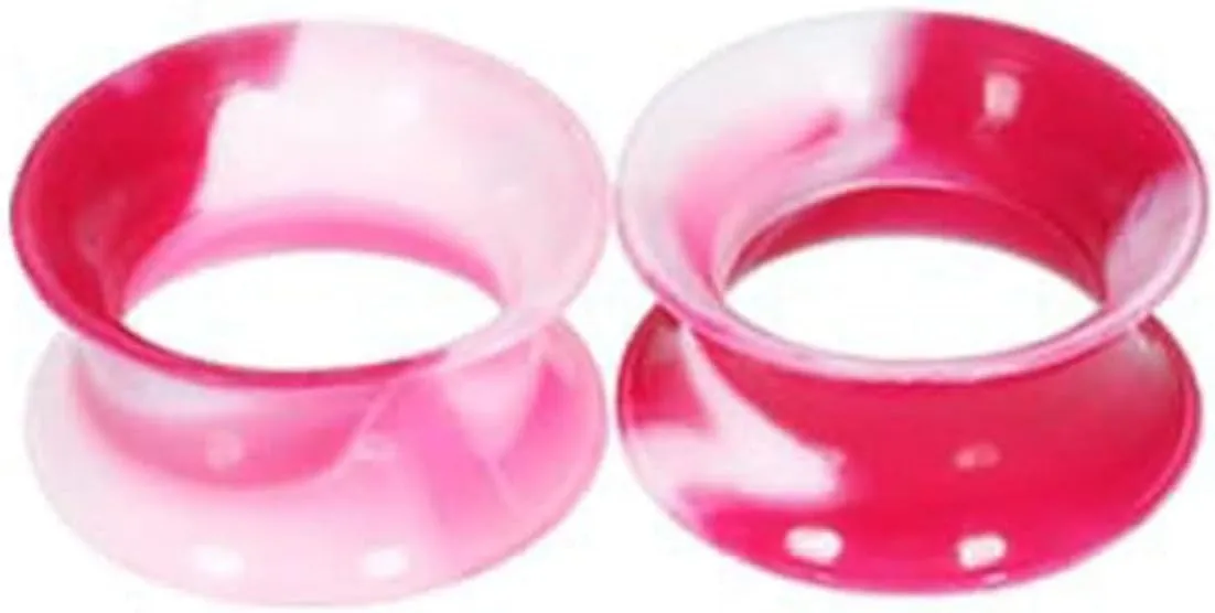 Ear Tunnels for Women, Ear Gauges for Men Silicone Multicolor Tunnel Pierced Earrings for Women 2pcs