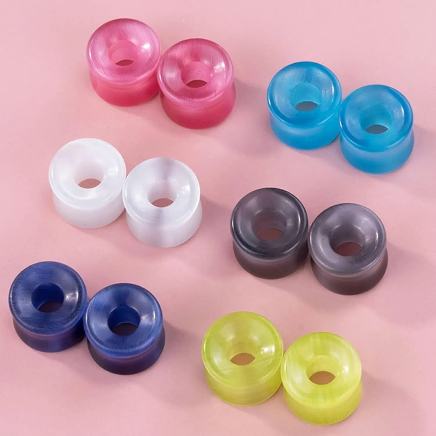 Ear Tunnels for Women, Stone Earring Gauges for Women Multicolor Stone Tunnel Pierced Earrings for Women 12pcs