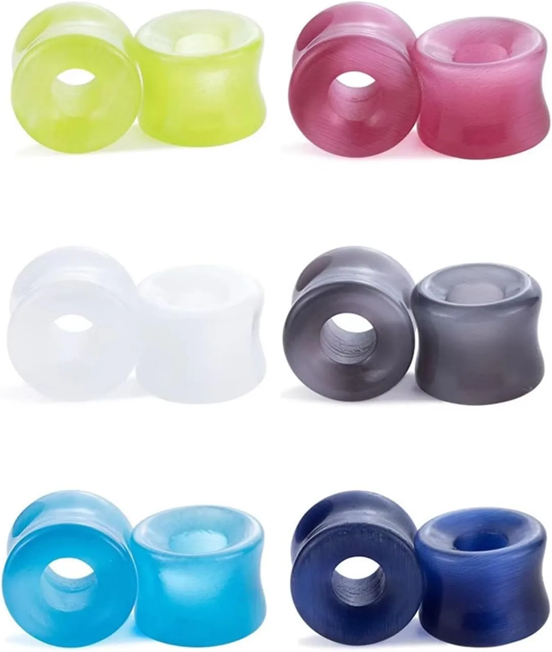 Ear Tunnels for Women, Stone Earring Gauges for Women Multicolor Stone Tunnel Pierced Earrings for Women 12pcs