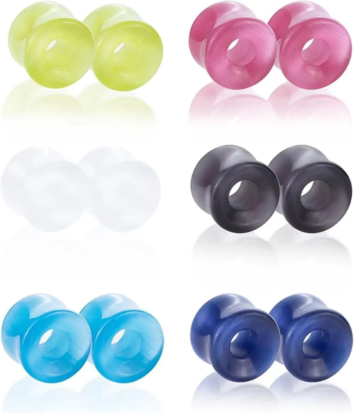 Ear Tunnels for Women, Stone Earring Gauges for Women Multicolor Stone Tunnel Pierced Earrings for Women 12pcs