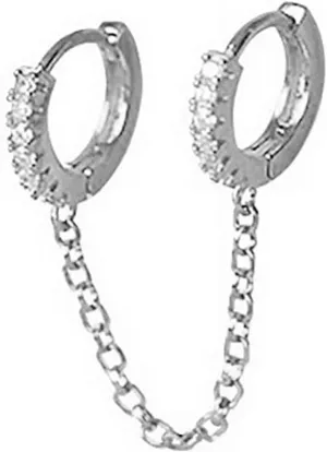 Earring Hoop Stud Drop & Dangle, 1 Pair Hoop Earrings Chain Tassel Cubic Zirconia Women Shiny Double Ear Pierced Circle Earrings Jewelry Accessories for Women Teen Girls Birthday Valentine's Day Gift