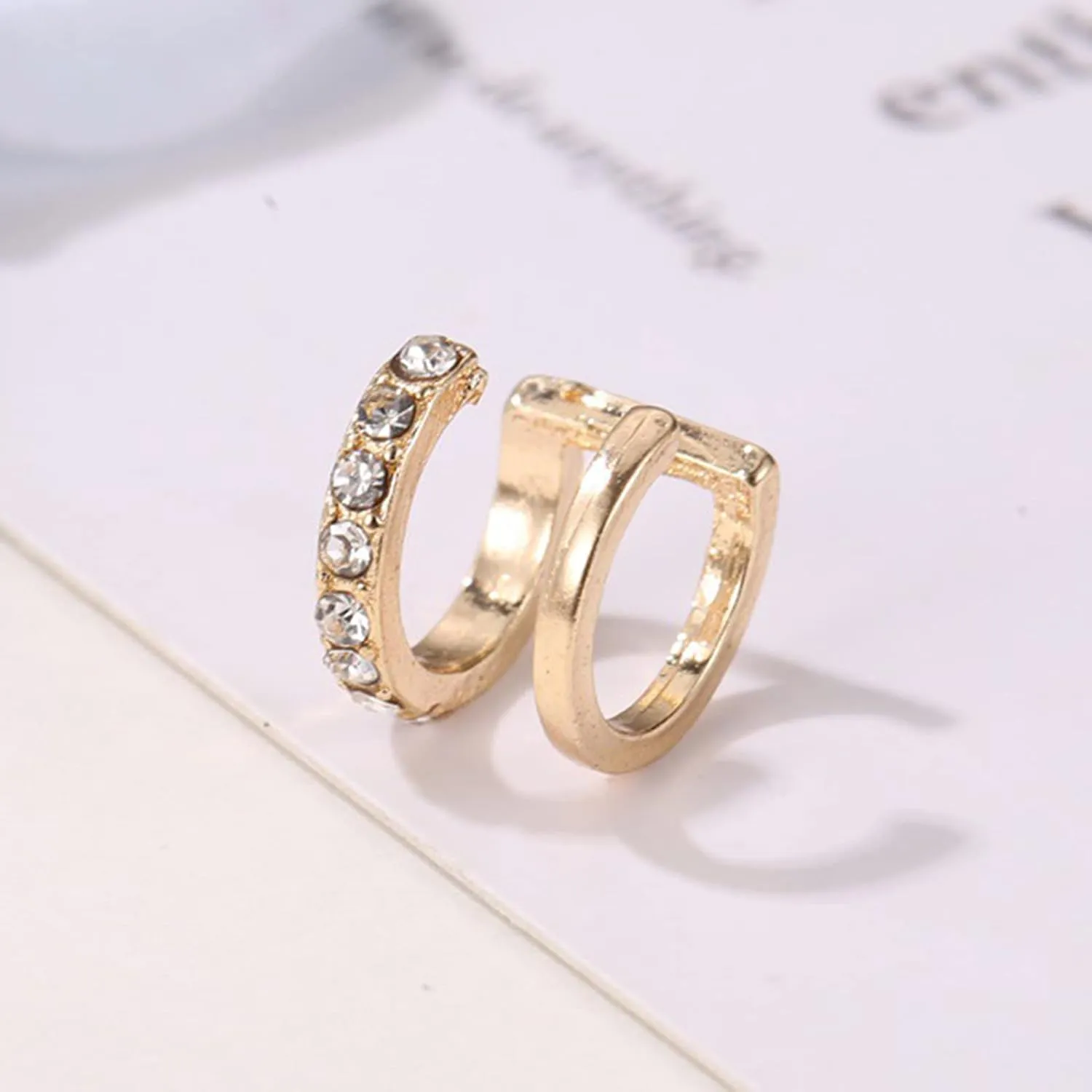 Earring Hoop Stud Drop & Dangle, 1Pc Exquisite Double U-shaped No Piercing Rhinestone Ear Cuff Ear Clip Jewelry Accessory for Women Teen Girls Birthday Christmas Friends Gift