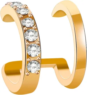Earring Hoop Stud Drop & Dangle, 1Pc Exquisite Double U-shaped No Piercing Rhinestone Ear Cuff Ear Clip Jewelry Accessory for Women Teen Girls Birthday Christmas Friends Gift