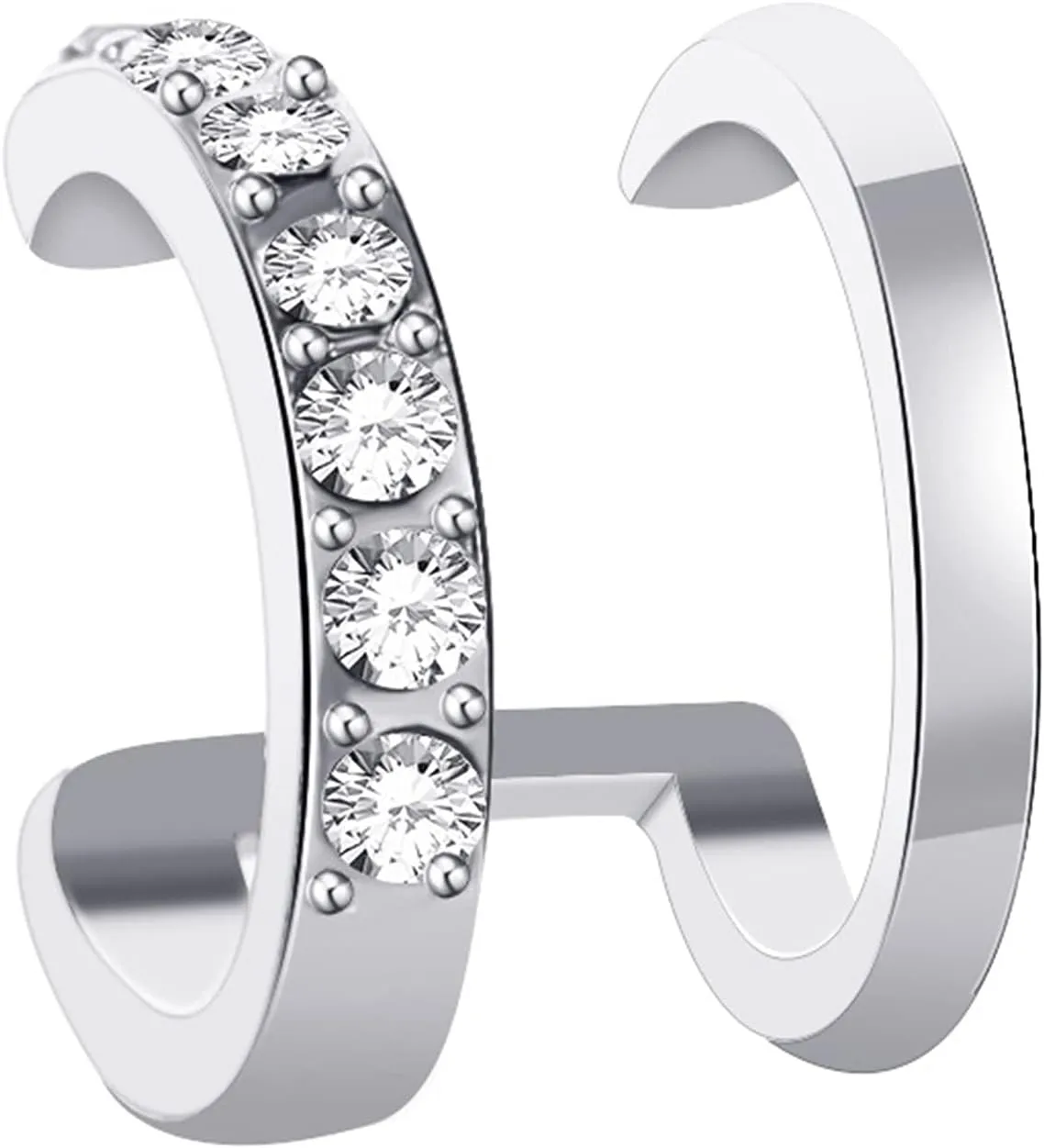 Earring Hoop Stud Drop & Dangle, 1Pc Exquisite Double U-shaped No Piercing Rhinestone Ear Cuff Ear Clip Jewelry Accessory for Women Teen Girls Birthday Christmas Friends Gift