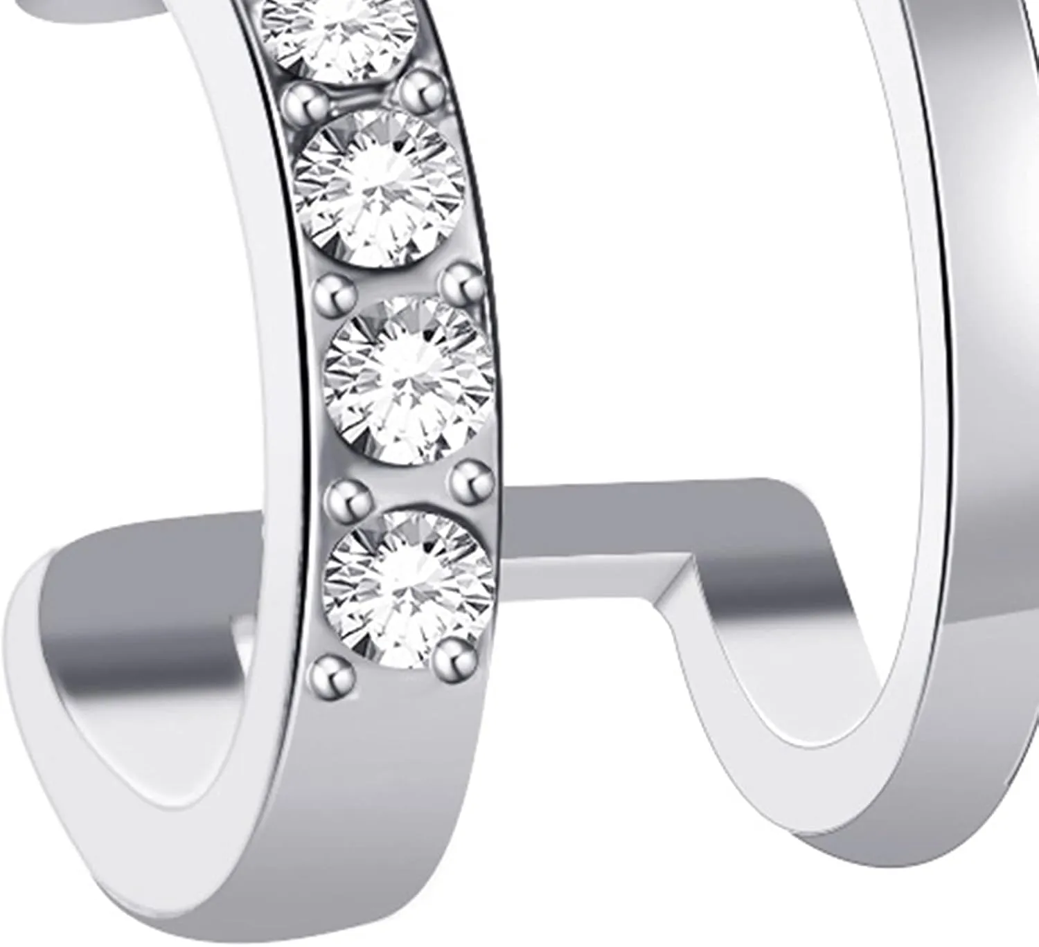 Earring Hoop Stud Drop & Dangle, 1Pc Exquisite Double U-shaped No Piercing Rhinestone Ear Cuff Ear Clip Jewelry Accessory for Women Teen Girls Birthday Christmas Friends Gift