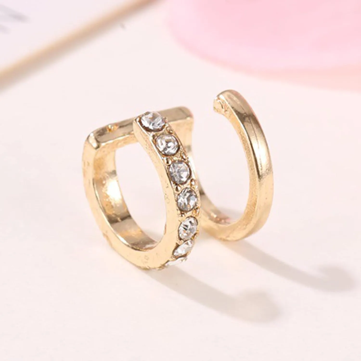 Earring Hoop Stud Drop & Dangle, 1Pc Exquisite Double U-shaped No Piercing Rhinestone Ear Cuff Ear Clip Jewelry Accessory for Women Teen Girls Birthday Christmas Friends Gift