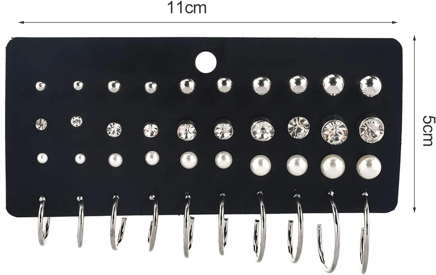 Earring Hoop Stud Drop & Dangle, 40Pcs/Sheet Exquisite Women Faux Pearl Cubic Zirconia Round Ear Stud Earring Jewelry Accessory for Women Teen Girls Birthday Christmas Friends Gift